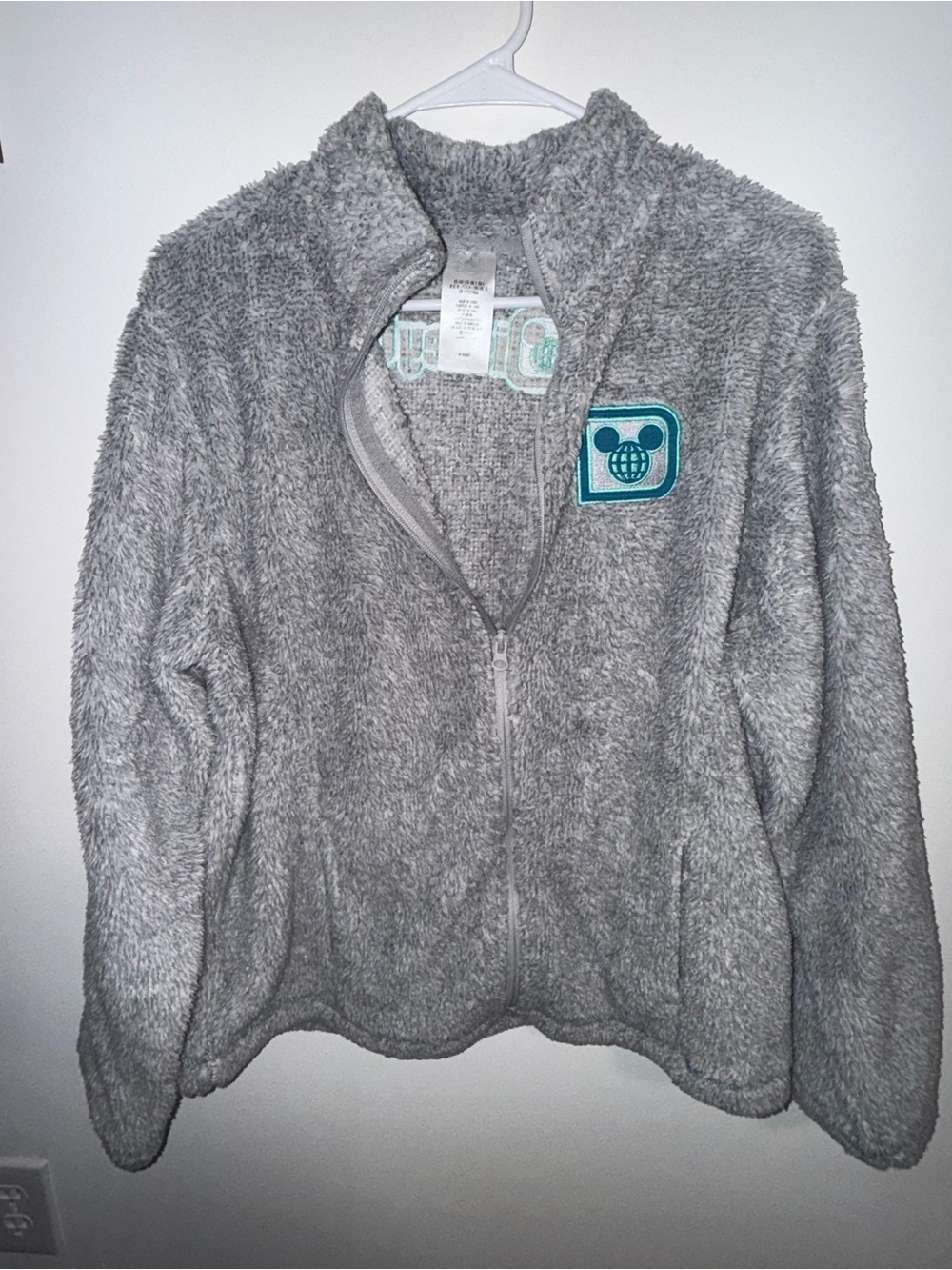 Disney Parks World Fleece Jacket LARGE Full Zip Parks Plush Soft